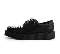 T.U.K Anarchic Creeper by Zapatos de Cuero para Hombres y Mujeres - Color Black White Leather - Gothic to Punkrock - Brothel Creepers - Zapatos de cuña con Cordones - Talla EU43