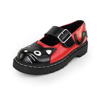 T.U.K. Anarchic Mary Jane Kitty - Zapatos de Mujer - Color Negro Rojo - Talla EU40