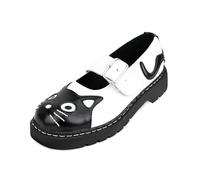 T.U.K. Anarchic Mary Jane Kitty - Zapatos de Mujer - Color Piel en Blanco y Negro - Talla EU39