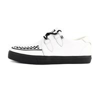 T.U.K. Creeper Sneakers para Hombre y Mujer - Zapatos con Cordones de Piel con Plantilla de Espuma Viscoelástica - Estilo Punk, Gótico, Rockabilly y Alternativo - White Leather, EU 41
