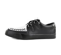 T.U.K. Creeper Sneakers para Hombre y Mujer - Zapatos con Cordones de Piel con Plantilla de Espuma Viscoelástica - Estilo Punk, Gótico, Rockabilly y Alternativo - Black and White Leather, EU 40