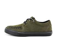 T.U.K. Creeper - Zapatillas deportivas para hombre y mujer, estilo punk, gótico y rockero, de cuero y gamuza con cordones, Gamuza verde caqui, 39/40 EU