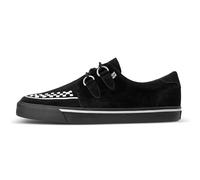 T.U.K. Leather Creeper Sneaker - Zapatos Hombre y Mujer - Color Black Suede & White Interlace - Zapatos con Cordones Estilo Puck, Gótico y Rockero - Talla EU43