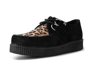 T.U.K. Leather Viva Low Creeper - Zapatos Hombre y Mujer - Color Black and Leopard Suede - Talla EU41
