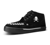 T.U.K. Mid Top Creeper Sneaker - Zapatos Hombre y Mujer - Color Black & White - Zapatos con Cordones Estilo Puck, Gótico y Rockero - Talla EU44