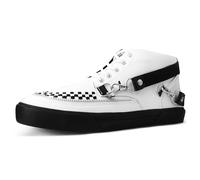 T.U.K. Mid Top Creeper Sneaker - Zapatos Hombre y Mujer - Color White TUKskin - Zapatos con Cordones Estilo Puck, Gótico y Rockero - Talla EU45