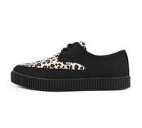 T.U.K. Pointed Creeper Sneakers - Zapatos Hombre y Mujer - Color Black Canvas and Leopard Print - Estilo Punk Gótico y Rockero Zapatillas de Lona y Gamuza con Cordones - Talla EU42