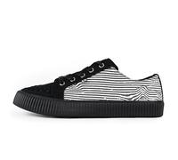 T.U.K. Ribbed Sole Sneaker - Zapatillas de Moda para Hombres y Mujeres - Estilo Skate, Punk, Rock y Gótico en Piel, Ante y Lona - Color Blanco Negro Lona - Talla 39