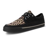 T.U.K. Vegan Creeper Sneaker - Zapatos Hombre y Mujer - Color Black Canvas & Leopard Print - Zapatos con Cordones Estilo Puck, Gótico y Rockero - Talla EU45