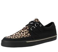 T.U.K. Vegan Creeper Sneaker - Zapatos Hombre y Mujer - Color Black Canvas & Leopard Print - Zapatos con Cordones Estilo Puck, Gótico y Rockero - Talla EU46