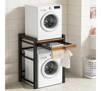 T-ZBDZ Estantería Lavadora con Tablero de Estante, Kit de Apilamiento para Lavadoras y Secadora, Mueble para Lavadora y Secadoras, Armario para Lavadoras, Capacidad de 350 kg, Negro