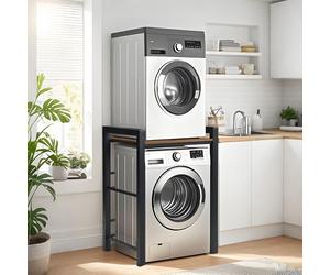 T-ZBDZ Estantería Lavadora, Soporte de Altura Ajustable para Secadora, 75x65x105 cm, Mueble para Lavadora y Secadora, Armario para Lavadoras, Capacidad de 350 kg, Negro