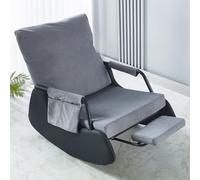 T-ZBDZ Mecedora con tapizado, sillón mecedora con reposapiés extensible, reclinable en 3 posiciones, respaldo ajustable, silla de relax para jardín/salón/dormitorio/balcón, gris