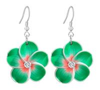 T-ztoss Pendientes colgantes florales para mujer, hawaiano, tropical, plumeria, ruba, flor, luau, playa, fiesta, vacaciones, accesorios hawaianos, S, Arcilla, Sin piedra preciosa