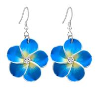 T-ztoss Pendientes colgantes florales para mujer, hawaiano, tropical, plumeria, ruba, flor, luau, playa, fiesta, vacaciones, accesorios hawaianos, S, Arcilla, Sin piedra preciosa