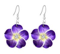 T-ztoss Pendientes colgantes florales para mujer, hawaiano, tropical, plumeria, ruba, flor, luau, playa, fiesta, vacaciones, accesorios hawaianos, S, Arcilla, Sin piedra preciosa