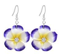 T-ztoss Pendientes colgantes florales para mujer, hawaiano, tropical, plumeria, ruba, flor, luau, playa, fiesta, vacaciones, accesorios hawaianos, S, Arcilla, Sin piedra preciosa
