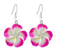 T-ztoss Pendientes colgantes florales para mujer, hawaiano, tropical, plumeria, ruba, flor, luau, playa, fiesta, vacaciones, accesorios hawaianos, S, Arcilla, Sin piedra preciosa