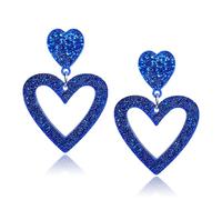 T-ztoss Pendientes de corazón con purpurina para mujer, aretes colgantes de acrílico con doble corazón, regalo de joyería de San Valentín, S, Acrílico, Sin piedra preciosa