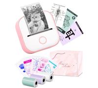 T02 Impresora Térmica de Bolsillo Portátil Inalámbrica Bluetooth, Compacta Impresora Etiquetas Adhesivas para Notas de Estudio, Diagramas Anatómicos, Fotos, Regalo, Compatible con iOS y Android, Rosa