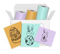 T02 Papel Adhesivo Térmico Autoadhesivo para Mini Impresora, 53mm x 3,5m, Compatible Con Phomemo, Memoking, M02X/M02L, Morado/Verde/Naranja, 3 Rollos