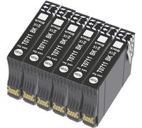 T0711 Cartuchos de Tinta Compatible para T0711 para Epson Stylus SX100 SX105 SX115 SX205 SX210 SX218 SX400 SX405 SX515W BX300F DX4000 DX4400 DX7400 DX8400 (Pack de 6 Negro) (6)