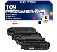 T09 (T09BK C M Y) Cartucho de Tóner Compatible para Canon imageCLASS X C1127iF MF1127C X LBP1127C i-SENSYS X C1127i C1127iF C1127P Impresoras, de Extra Alto Rendimiento,Black-4 Pack