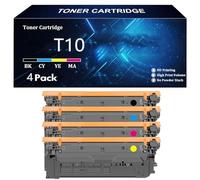 T10 Cartucho de Tóner de Repuesto para Canon T10 T10K T10C T10Y T10M para Canon Color ImageCLASS XMF1538 LBP1538 XC1538 C1533 C1538 i-SENSYS XC1533 1538 Impresoras con Chip,4 Color-4 Pcs