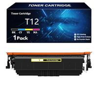 T12 Cartucho de Tóner de Repuesto para Canon T12 T12BK T12C T12M T12Y Compatible para Canon I SENSYS XC1333i C1333iF C1333P Impresoras con Chip,Yellow-1 Pack