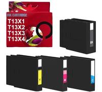 T13X1 T13X2 T13X3 T13X4 Pack 4 Cartuchos de Tinta pigmentada Multicolor Compatible con Epson C13T13X140 C13T13X240 C13T13X340 C13T13X440