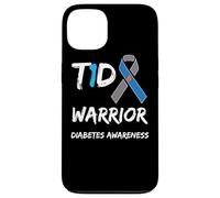T1D Warrior Type 1 Diabetes Awareness Blue Ribbon Carcasa para iPhone 13