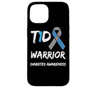 T1D Warrior Type 1 Diabetes Awareness Blue Ribbon Carcasa para iPhone 15