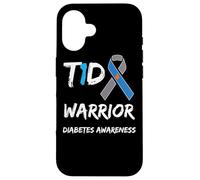 T1D Warrior Type 1 Diabetes Awareness Blue Ribbon Carcasa para iPhone 16