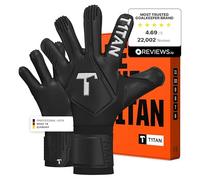 T1TAN Legend Black-out Guantes de Portero para Entrenamiento y Partido, niños y Adultos, Guantes Profesionales, Espuma Adhesiva, Talla 9