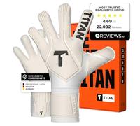 T1TAN Legend White-out Guantes de Portero para Entrenamiento y Partido, niños y Adultos, Guantes Profesionales, con protección para los Dedos, Talla 8