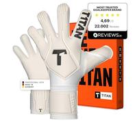 T1TAN Legend White-out Guantes de Portero para Entrenamiento y Partido, niños y Adultos, Guantes Profesionales, Espuma Adhesiva Gecko Grip de 4 mm, Talla 8