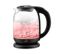 T24 Hervidor de agua de cristal de 1,7 L, hervidor de agua con ajuste de temperatura 60, 70, 80, 90, 100 °C, hervidor de agua de 2200 W, hervidor de agua negro con iluminación LED