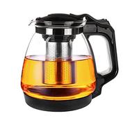 T24 Tetera de cristal con colador, resistente al calor, filtro extraíble de acero inoxidable, tetera de cristal con colador de té y protección contra sobrecalentamiento, ideal para preparar té suelto