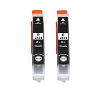 T2431-T2436 T2431 24XL Cartucho de Tinta, Compatible con Epson Expression XP55 XP750 XP760 XP850 XP860 XP950 XP960 XP970 XP-55 XP-750 XP-760(K 2PC)