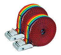 T25 - Cinta trincaje -Trinquetes Profesionales - 2 Unidades. para amarrar Cargas Ligeras. Longitud 3 Metros. Resistencia Rotura Real 500 kg (en Forma de aro). 027048025612