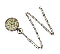 T49905 - Reloj de cuarzo romano de bolsillo pequeño con esfera redonda para hombre, dorado, talla única