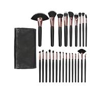T4B MIMO Set De 24 Brochas De Maquillaje Profesional, Negro, Para Aplicar Polvos, Rubor, Base, Corrector, Iluminador, Sombras De Ojos, Delinear Labios, Pincel Para Cejas Y Pestañas, Incluye Estuche