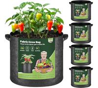 T4u Set de 5 26L, Bolsas de Cultivo para familias y Principiantes, Cultivar Tomates y Patatas sin complicaciones, Bolsas de Cultivo para Verduras para huerto doméstico, balcón o jardín