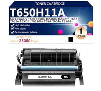 T650H11A Cartucho de Tóner de Alta Capacidad para Lexmark T650 T650n T650dn T650dtn T652 T652n T652dn T652dtn T654 T654n T654dn Impresora, 25000 Páginas,Black-1 Pack