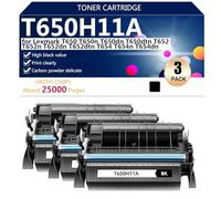 T650H11A Cartucho de Tóner de Alta Capacidad para Lexmark T650 T650n T650dn T650dtn T652 T652n T652dn T652dtn T654 T654n T654dn Impresora, 25000 Páginas,Black-3 Pack