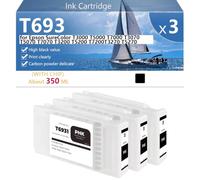 T6931 T6932 T6933 T6934 T6935 Cartucho de Tóner Compatible para Epson SureColor T3000 T5000 T7000 T3070 T5070 T7070 T3200 T5200 Impresoras, Alto Rendimiento 350 ML, Impresión Nítida,Black-3 Pack