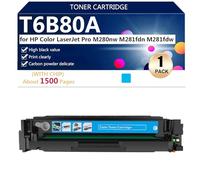 T6B80A Cartucho de Tóner Compatible para HP Color LaserJet Pro M280nw M281fdn M281fdw Impresoras, Alto Rendimiento 1500 Páginas, Impresión de Alta Definición,Cyan-1 Pack