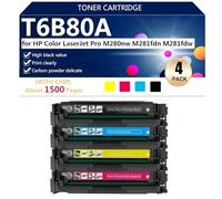 T6B80A Cartucho de Tóner Compatible para HP Color LaserJet Pro M280nw M281fdn M281fdw Impresoras, Alto Rendimiento 1500 Páginas, Impresión de Alta Definición,BCMY-1 Pack