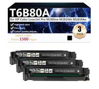 T6B80A Cartuchos de Tóner Compatibles para HP Color LaserJet Pro M280nw M281fdn M281fdw Impresoras, Alto Rendimiento 1500 Páginas, Impresión de Alta Definición,Black-3 Pack
