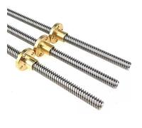 T8 husillo para impresora CNC 3D, alambre 1 mm 2 mm 4 mm 8 mm longitud 100-1000 mm varilla roscada trapezoidal de acero inoxidable con tuerca de cobre, 1 ud.(Pitch 2mm Lead 8mm, 300mm)